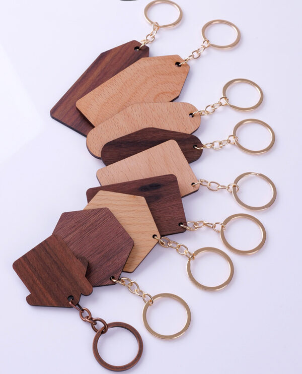 Wholesale Engraved Geometric Wooden Keychains - Image 6