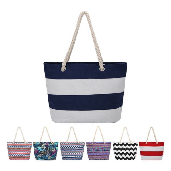 Custom Large Foldable Beach Tote - Canvas Travel Bag - Image 5