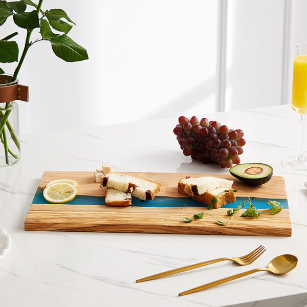 Resin epoxy serving wooden wood cutter chopping charcuterie cutting board - Image 4
