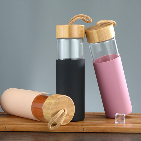 550ml Bamboo Lid Glass Bottle - Custom Logo Water Bottle - Image 2