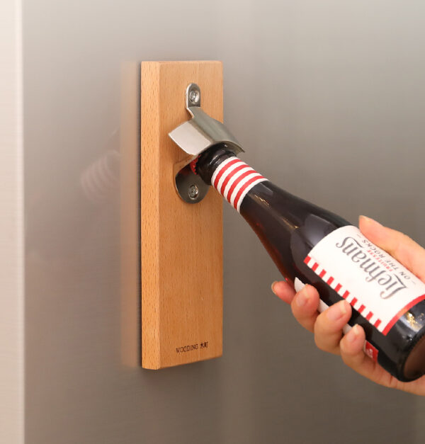 Wooden Multifunctional wall refrigerator set Beer opener metal bottle opener - Image 2