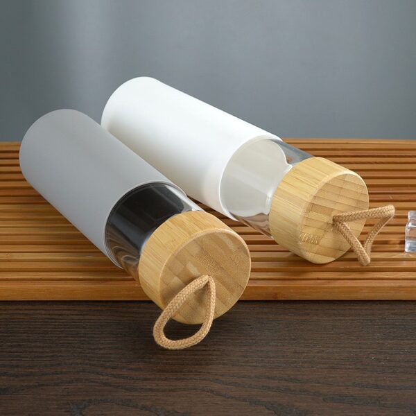 550ml Bamboo Lid Glass Bottle - Custom Logo Water Bottle - Image 3