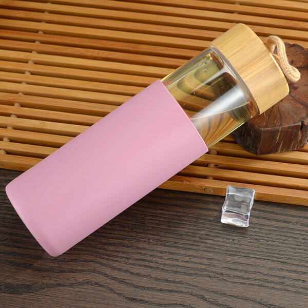 550ml Bamboo Lid Glass Bottle - Custom Logo Water Bottle - Image 6