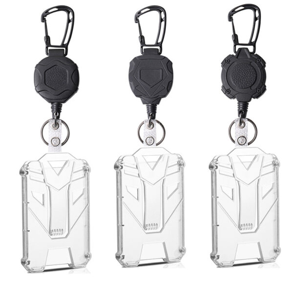 Black Plastic Keychain Reel: Multifunction, Retractable Cord, Carabiner Clip - Image 2