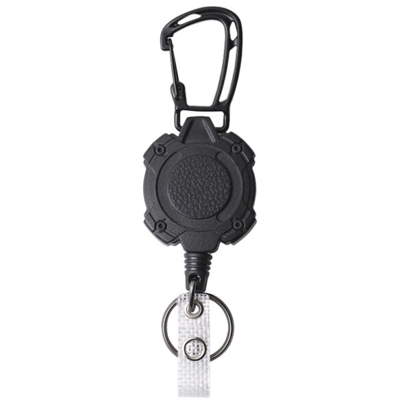 Black Plastic Keychain Reel: Multifunction, Retractable Cord, Carabiner Clip - Image 5