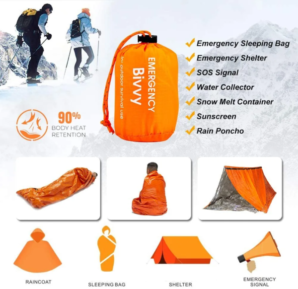 Lightweight Waterproof Bivy Sack: Single Person, Camping, Survival Sleeping Bag - Image 4