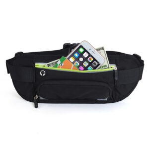 Custom logo running hiking cycling fanny pack black bum waist bag