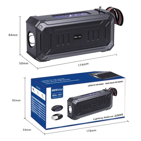 Solar-Charged Multi-Function Outdoor BT Speaker & Flashlight - Image 4
