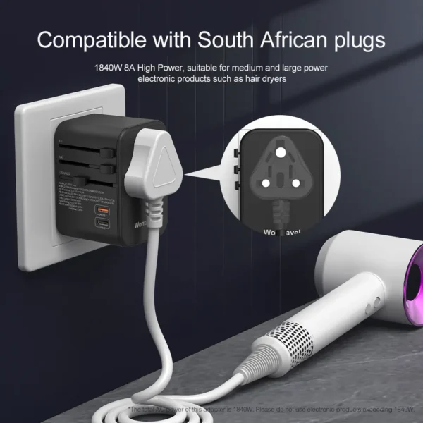 65W GaN Travel Charger - Universal Plug Adapter - Image 4