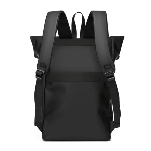 Custom Waterproof PU Leather Roll Top Backpack - Men's Business Travel - Image 2