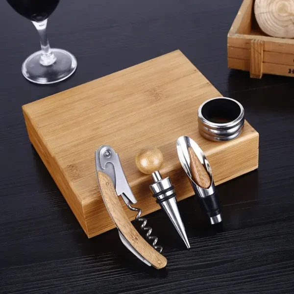 Bamboo Wine Opener & Stopper Kit - Popular Set - Image 3
