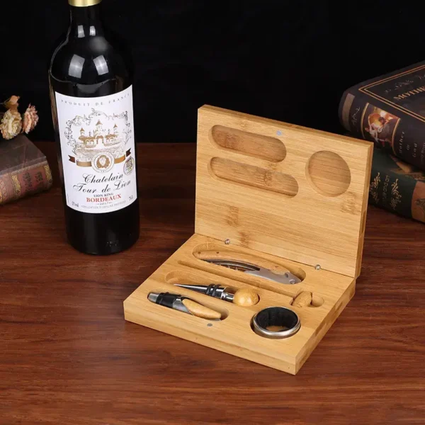 Bamboo Wine Opener & Stopper Kit - Popular Set - Image 5