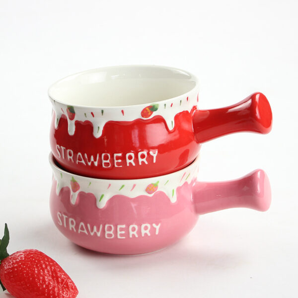 Embossed Strawberry Ceramic Tableware Set - Hand-Painted - Image 2