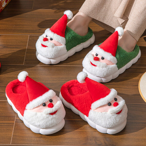 Cute Fluffy Christmas Slippers - Plush Reindeer & Santa - Image 4