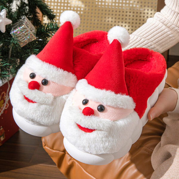Cute Fluffy Christmas Slippers - Plush Reindeer & Santa - Image 3