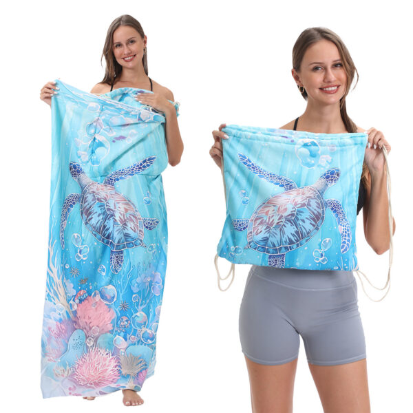 Quick-Dry Custom Logo Beach Towel - Extra Large Microfiber Towel With Bag - Image 3