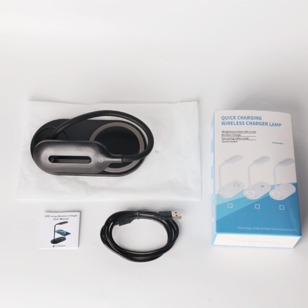 10W Wireless Charging LED Desk Lamp - Calendar Alarm Clock - Image 5