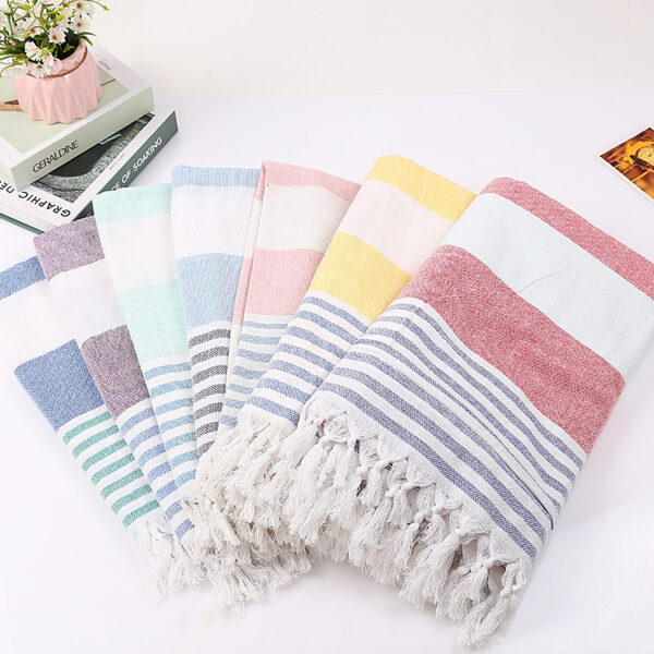 Custom Quick-Dry Turkish Bath Robe - Striped Cotton Beach Towel - Image 2