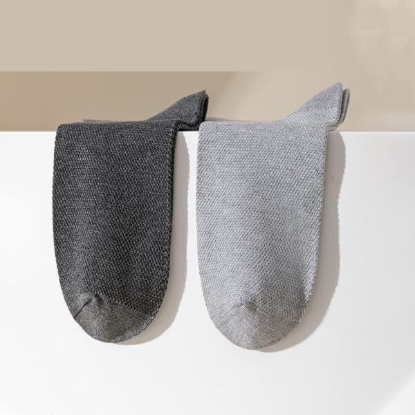 Bamboo fiber socks men's mid-tube solid color business socks - Image 2