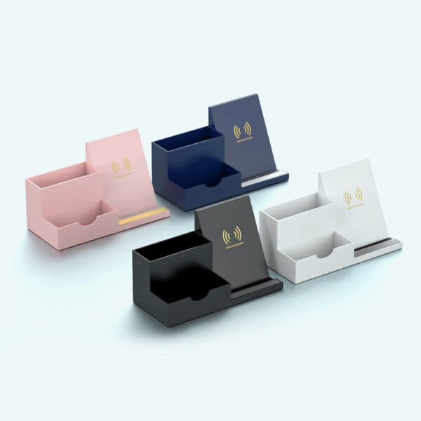 Fast Qi Wireless Charger with Desk Storage - Bulk Compatible - Image 4