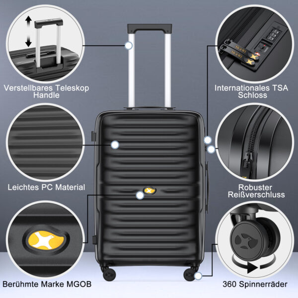 Custom Logo 3-Piece Luggage Set - Lightweight PC Trolley - Image 3
