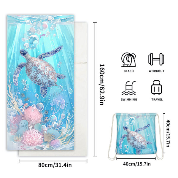 Quick-Dry Custom Logo Beach Towel - Extra Large Microfiber Towel With Bag - Image 2