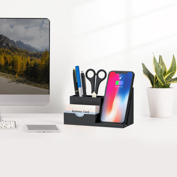 Fast Qi Wireless Charger with Desk Storage - Bulk Compatible - Image 5
