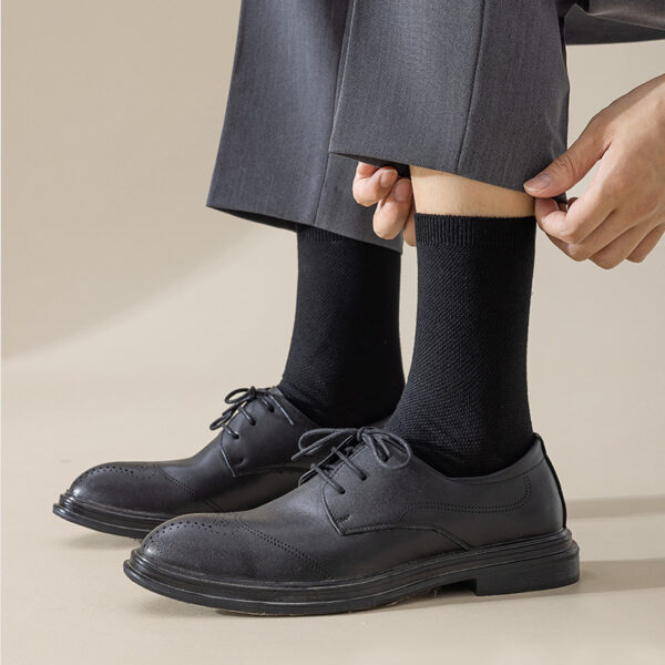 Bamboo fiber socks men's mid-tube solid color business socks - Image 3