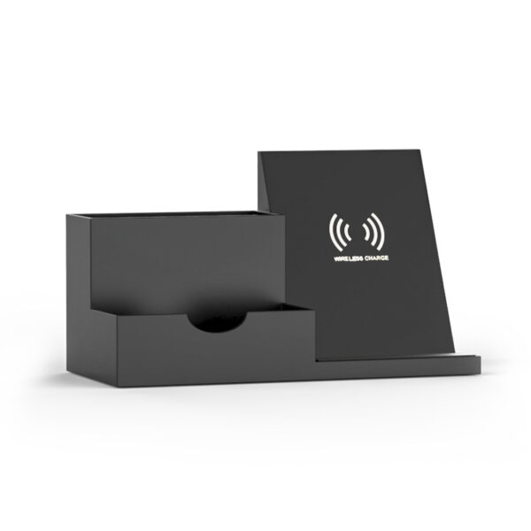 Fast Qi Wireless Charger with Desk Storage - Bulk Compatible - Image 2