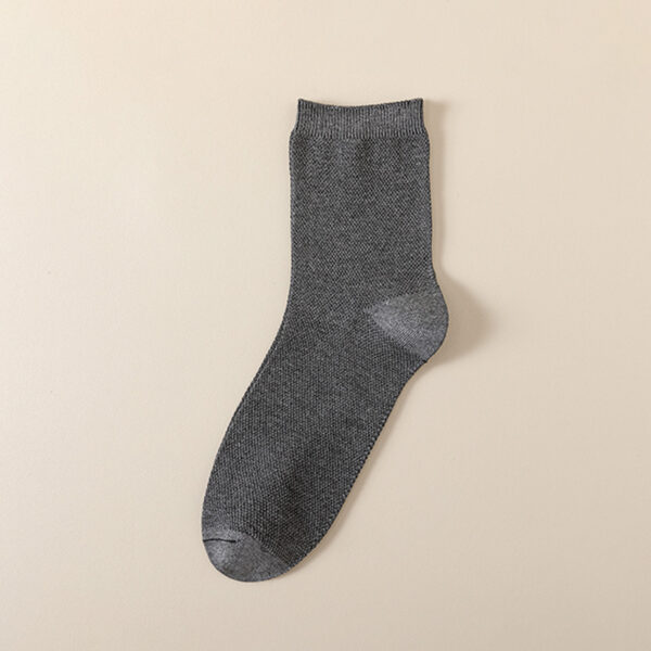 Bamboo fiber socks men's mid-tube solid color business socks - Image 5