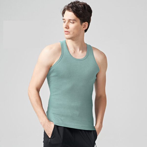 Men's White Gym Tank Tops - Training Singlet Vests - Image 2