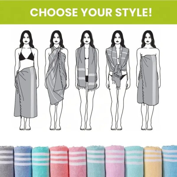 Custom Quick-Dry Turkish Bath Robe - Striped Cotton Beach Towel - Image 5