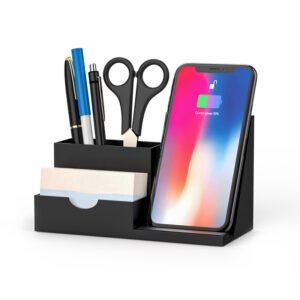 Fast Qi Wireless Charger with Desk Storage - Bulk Compatible