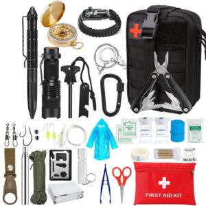 Emergency First Aid Kit - Pro Survival Gear with Pouch for Outdoors