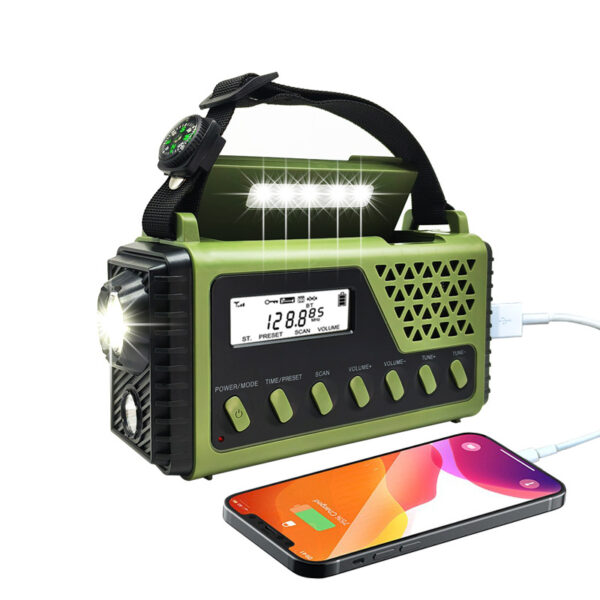 Camping Solar Dynamo Radio - FM, Weather Alert, Torch, Rechargeable