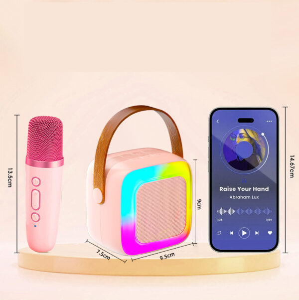 Portable Karaoke Machine - RGB Light, Wireless Dual Mic Speaker - Image 4