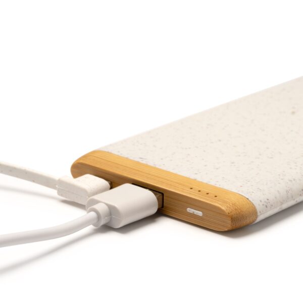 Ultra Slim Wheat Straw Power Bank - Bamboo, Portable, Eco-Friendly - Image 3