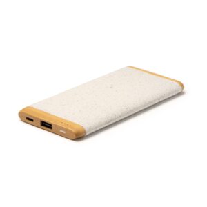 Ultra Slim Wheat Straw Power Bank - Bamboo, Portable, Eco-Friendly