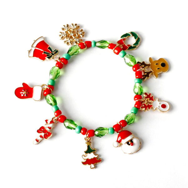 Christmas Bracelet - Diamond Charms, Snowflake, Elk, Alloy Gift - Image 2